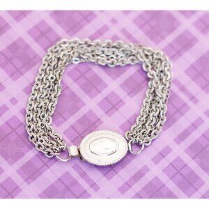 Vintage Silver Tone Crescent Links Elegant Bracelet 7 inch by Avon - V10